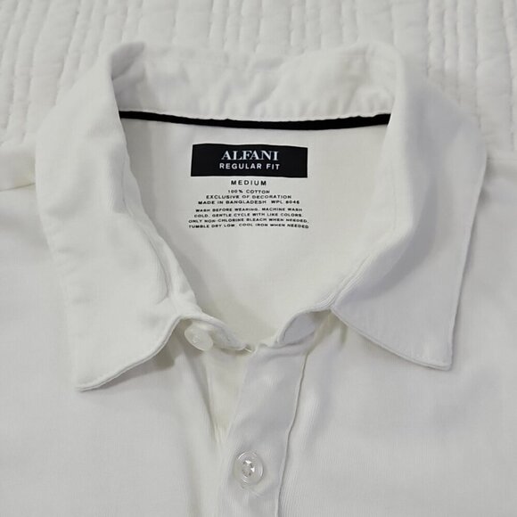 Alfani Button Up Knit Shirt Men's M Navy Blue Stripes Short Sleeve EUC Old Money - Picture 4 of 11